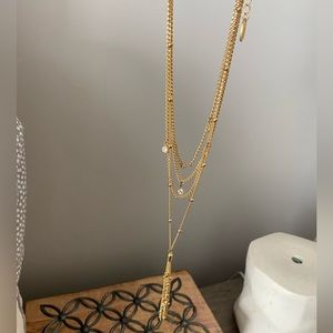 Ettika layered 18K gold plated necklace with tassel